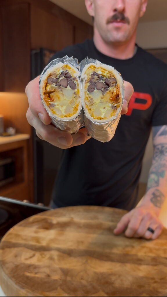 Chorizo-potato breakfast burritos