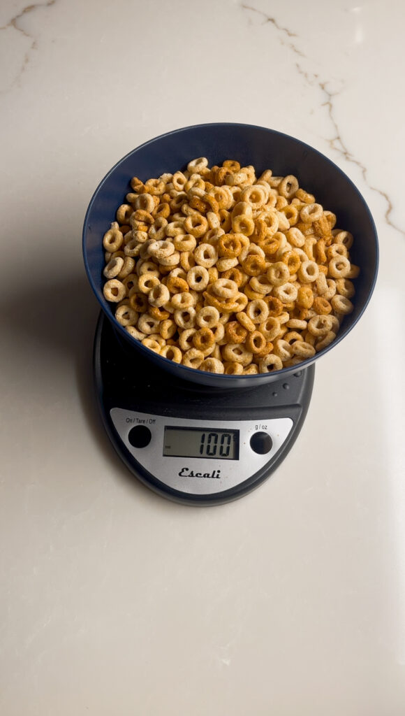 Bowl Of Cheerios On Digital Scale